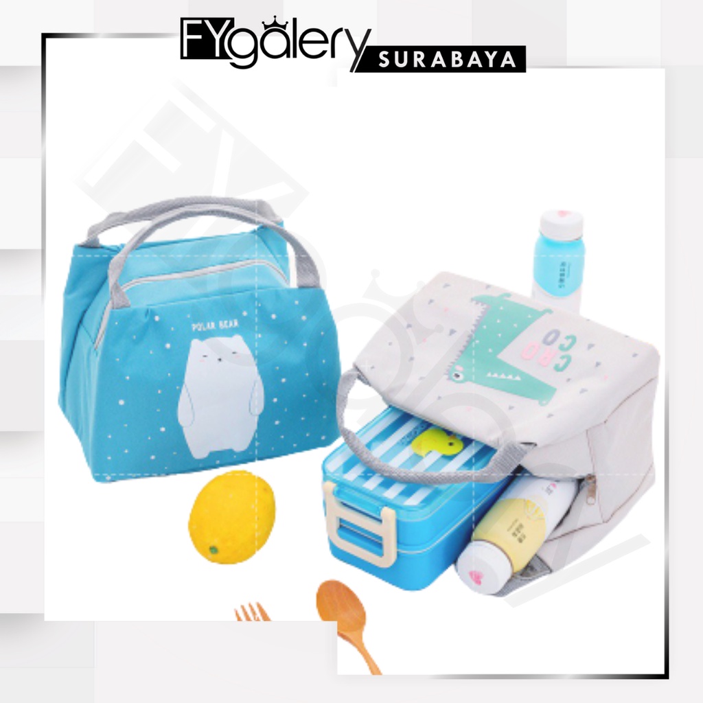 FYGALERYSURABAYA Tas Bekal Karakter Lunch Bag Cooler Aluminium Tahan Panas Kecil Motif