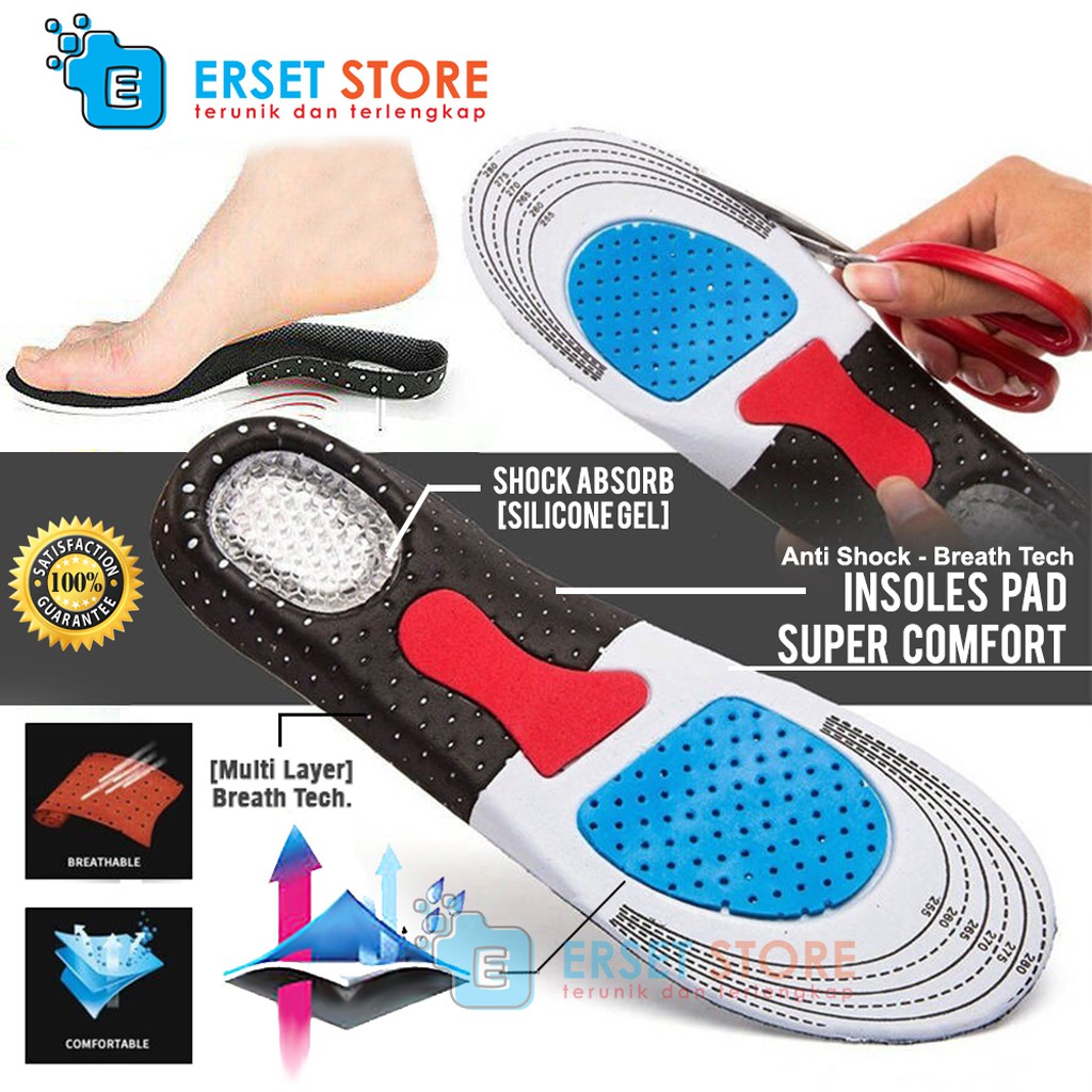 Alas Kaki Sepatu  Sol  Dalam Shock Absorb Gel Orthotic Super 