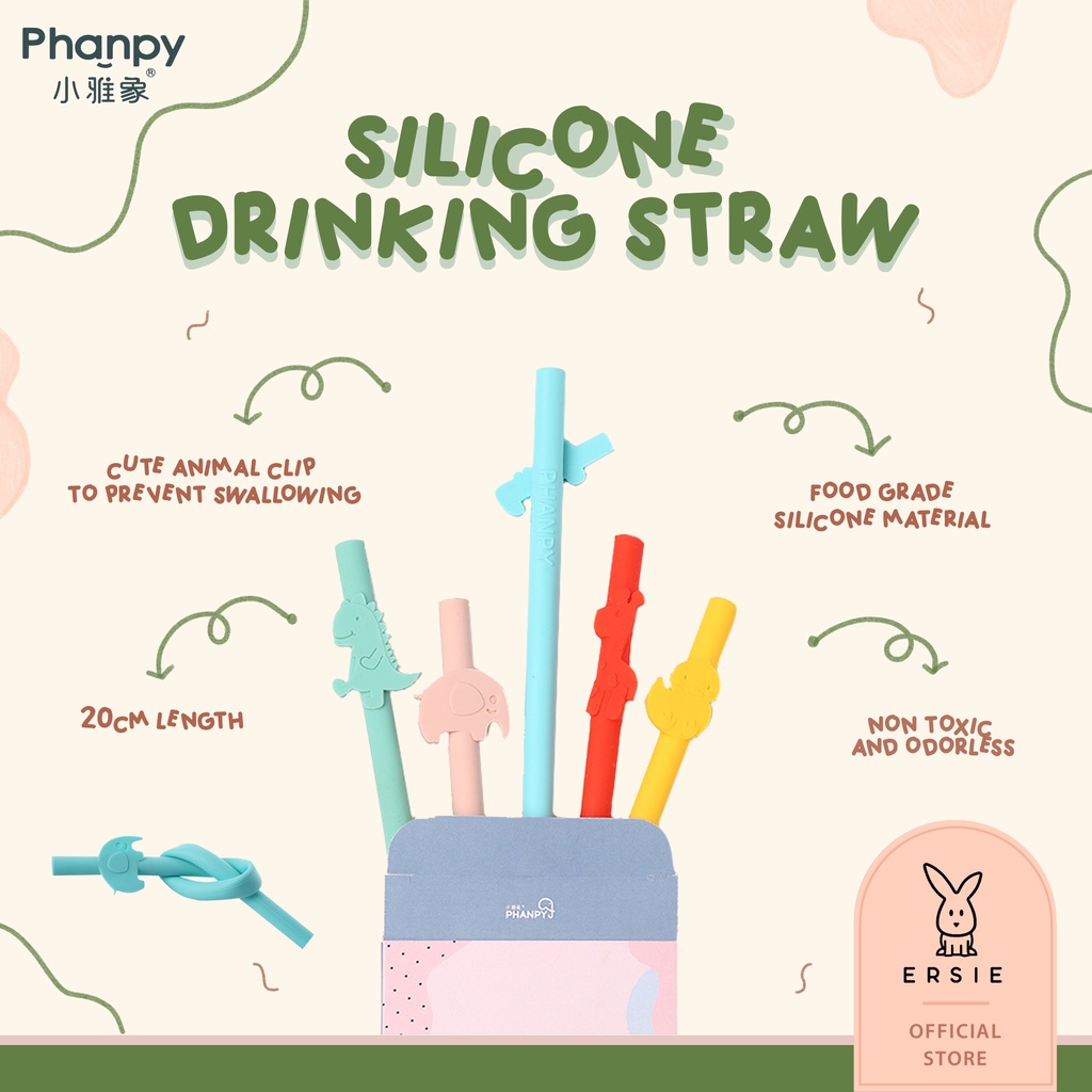 ERSIE PHANPY SILICONE DRINKING STRAW - SEDOTAN SILIKON ANAK