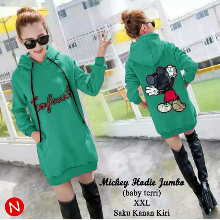 53392 mickey hodie jumbo/sweater jumbo/jaket bigsize wanita