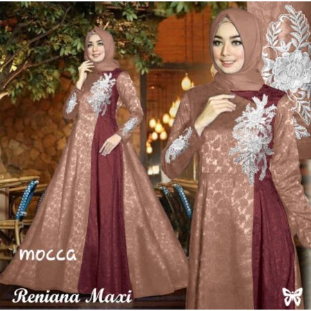 TERLARIS Ashanty Gown baju pesta Brokat Tabur mutiara velvet