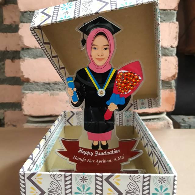 Paket bundling plakat wisuda kartun + Box Carton Board