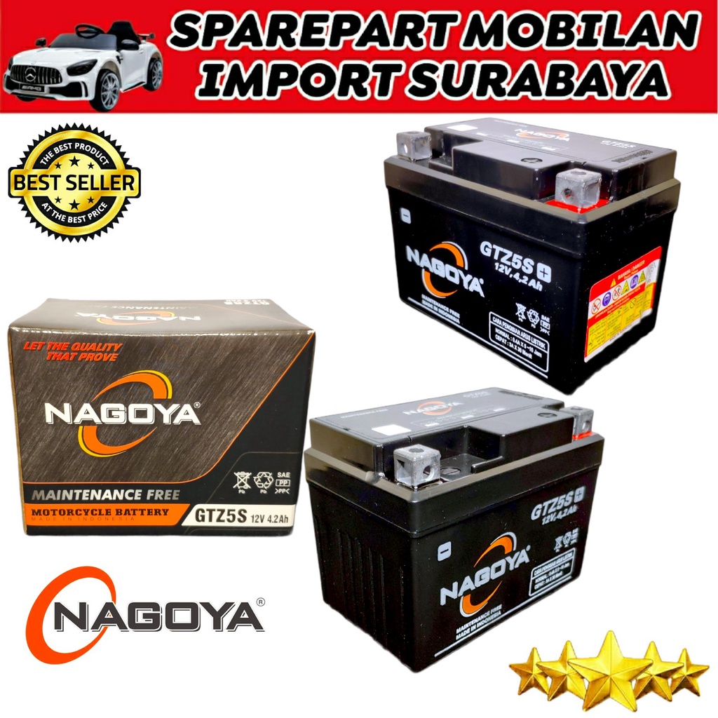 ⭐⭐⭐⭐⭐ MURAH LEBAY NAGOYA GTZ5S ACCU KERING MF AKI MIO J BEAT VARIO SCOOPY YUASA GS ASTRA MOTOBATT