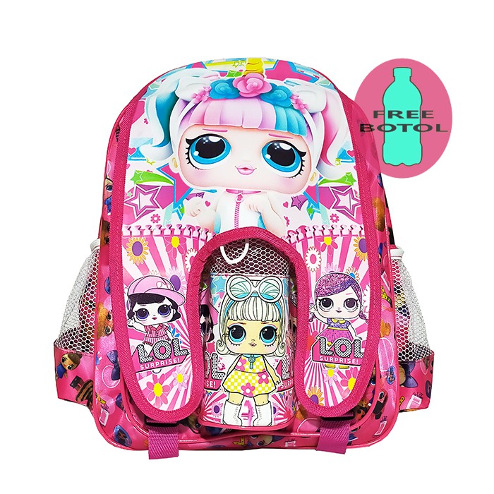 Tas Ransel anak Perempuan Sekolah TK / SD karakter L.O.L - UNICORN - BT21 FREE BOTOL !!!