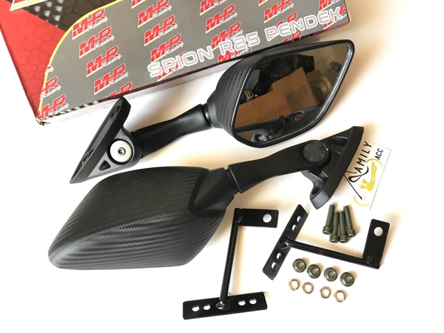 Spion R25 Karbon Tangkai Pendek MHR Kaca Bening for Motor Yamaha Nmax 155 By MHR