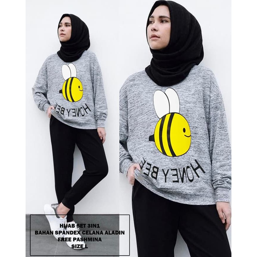 TOKO BAJU TANAH ABANG HIJAB SET 3IN1 BEE  KONVEKSI ONLINE