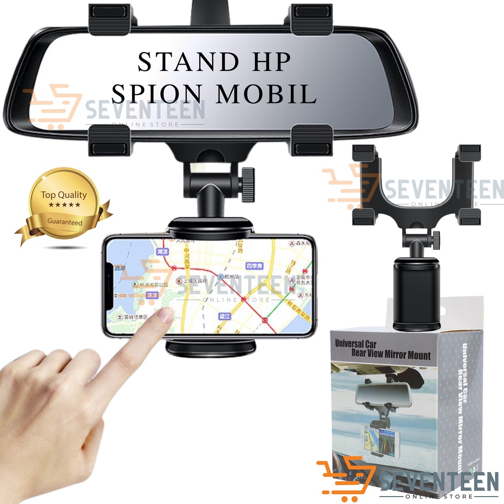 SEVENTEEN UNIVERSAL CAR PHONE HOLDER HP MULTIFUNGSI REARVIEW MIRROR 360 DERAJAT CAR PHONE BRACKET HOLDER STAND HP