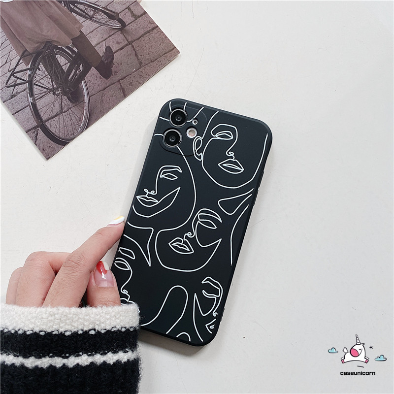 Casing Softcase Mi 11 11Lite 10T 10 Xiaomi POCO M3 Pro 5G POCO F3 POCO M3 Xiaomi POCO X3 NFC Xiaomi  POCO X3 Pro Redmi 9T 9A 10 Redmi 9 9c Nfc Note 10 10pro Max 10s 8 9s 9 9pro 7 Redmi 8 8apro 8a Note10pro Plus Motif Ilustrasi Wajah Hitam Matte