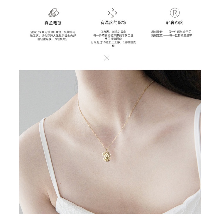 Gaya Korea little Daisy baja titanium kalung 14K emas tahan lama retensi warna indah dan serbaguna m