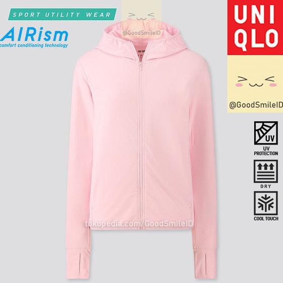 Produk Terbaru Jaket Wanita Uniqlo Airism Hoodie Uv Cut Mesh Pink 10 431535