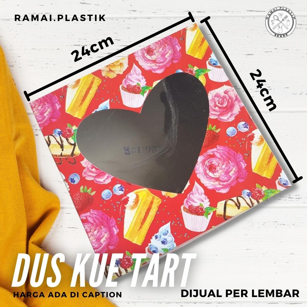 

Dus kue/ dus tart mika hati uk 24x24x10cm