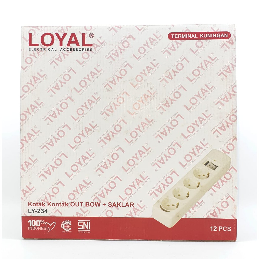 @12 Pcs (1 Kotak) LY-234 4L Loyal Stop Kontak Arde 4 Lubang Saklar Lampu Premium (Tanpa Kabel)