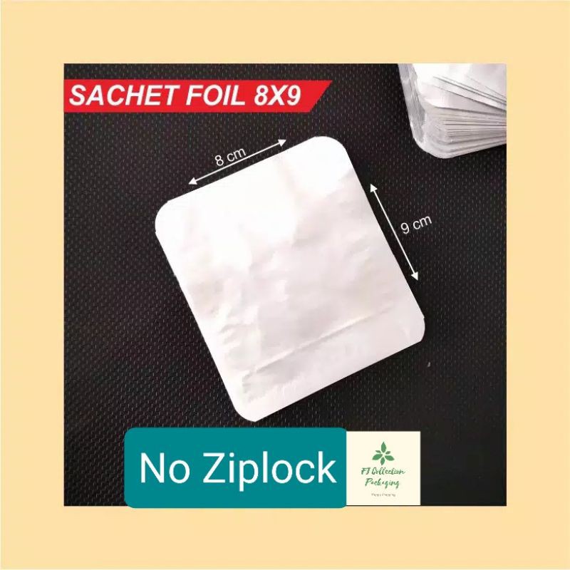 50pcs Plastik Kemasan Sachet Full Aluminium Foil 15gram uk. 8x9cm Food Grade