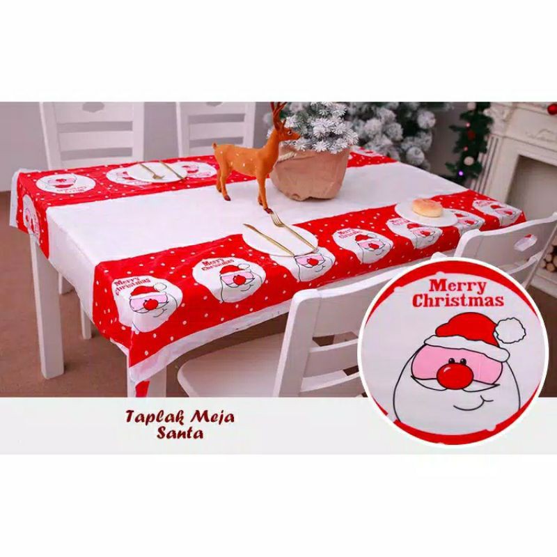 Taplak meja motif natal table cloth santa clouse pohon natal