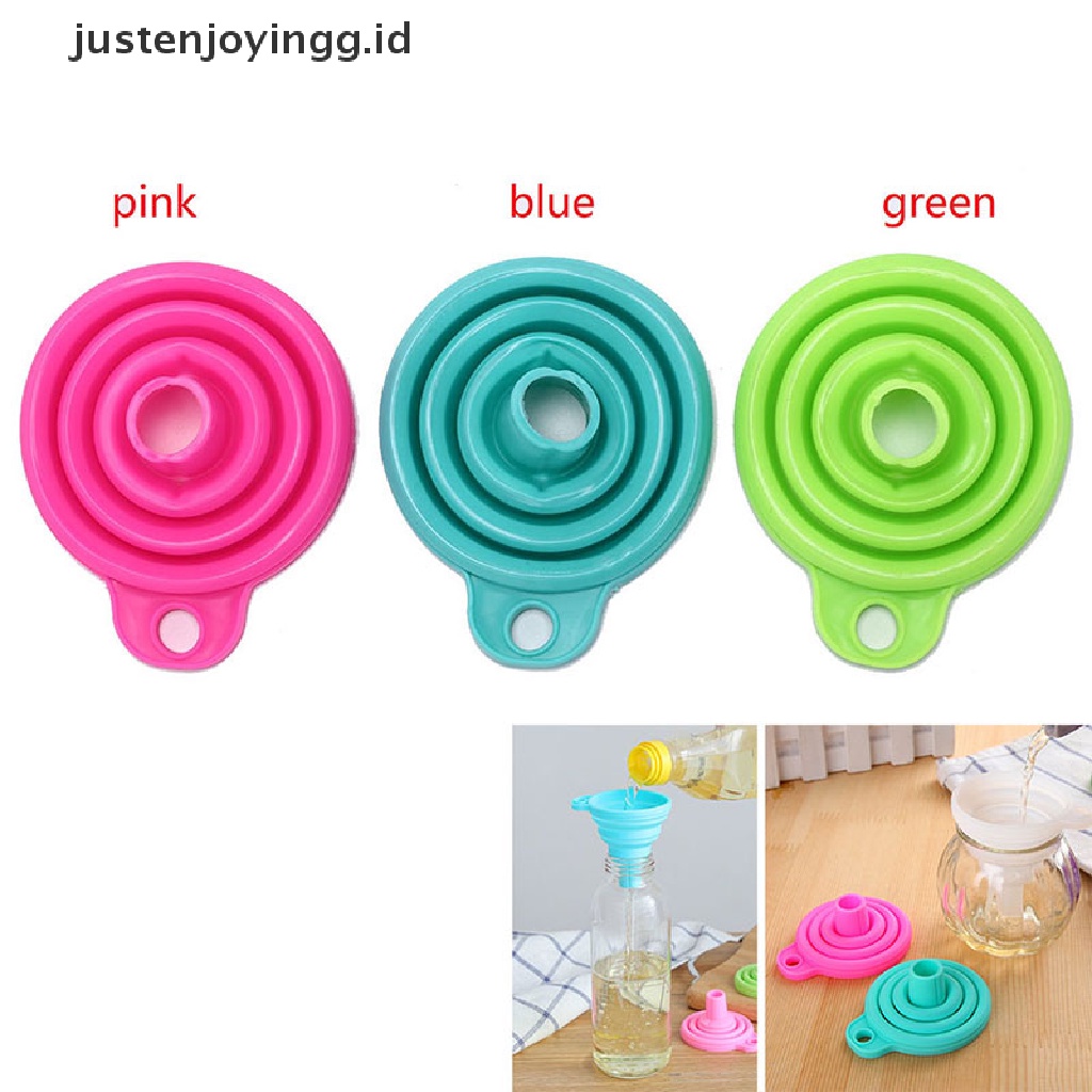 // justenjoyingg.id // silicone gel collapsible practical foldable funnel hopper kitchen tools ~