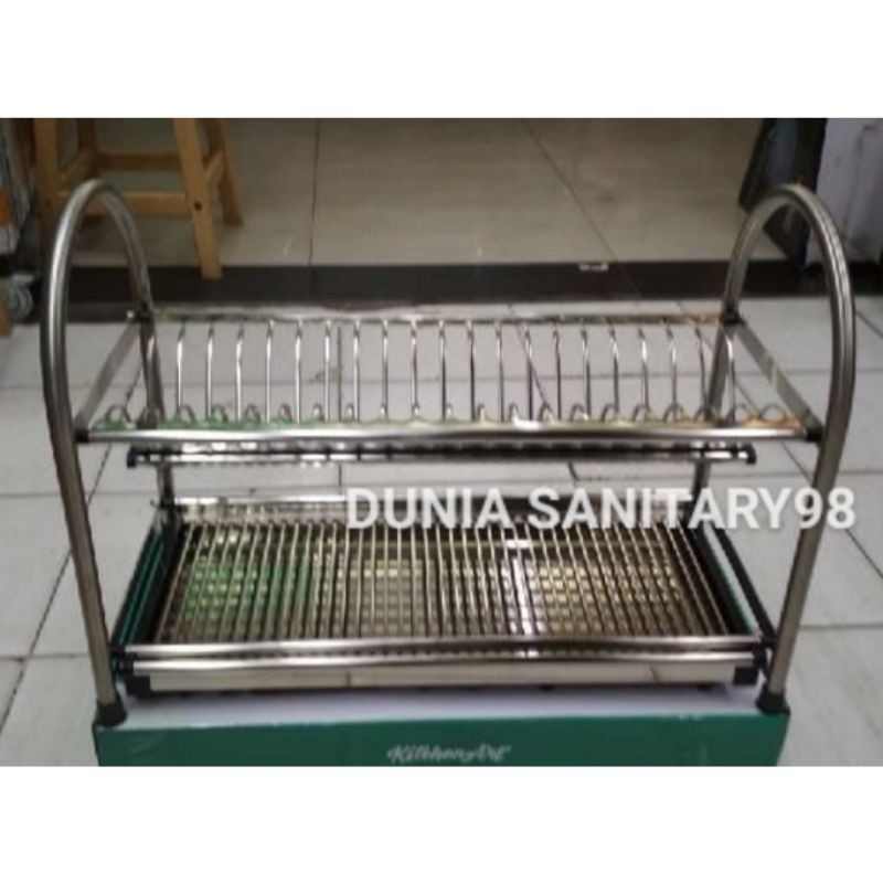 Rak piring INOBE 2 susun STAINLESS SUS 304 Tirisan piring dapur Stainless stell