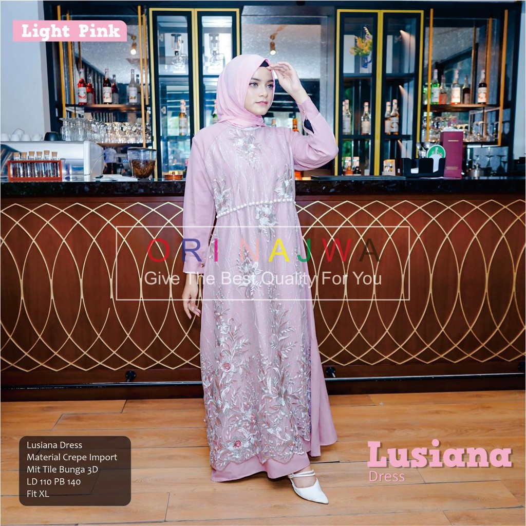 dress lusiana Tile/Gamis Pesta Tile 3D