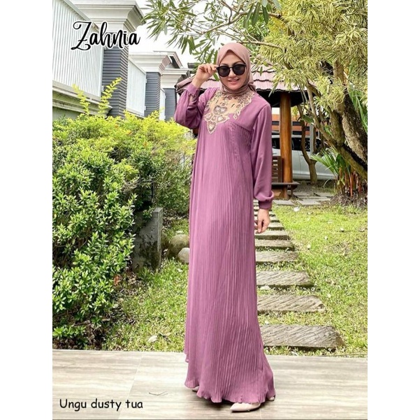 Zahnia Maxy, GAMIS WANITA MUSLIM SUPER CANTIK FIT XXL LD 114 BAHAN CERUTTY BABYDOLL ARMANI FULL FURING MIX RENDA