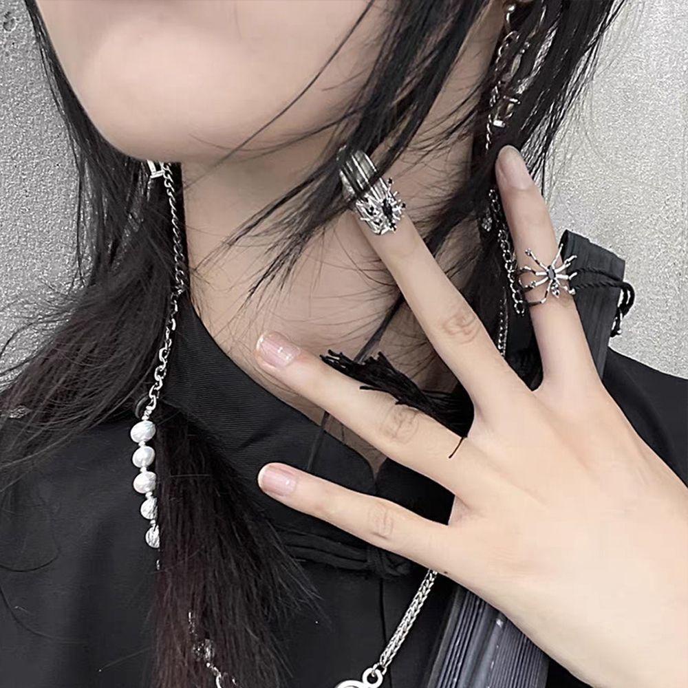 Mxbeauty Cincin Model Terbuka Adjustable Desain Laba-Laba Gaya Punk Gothic Untuk Wanita