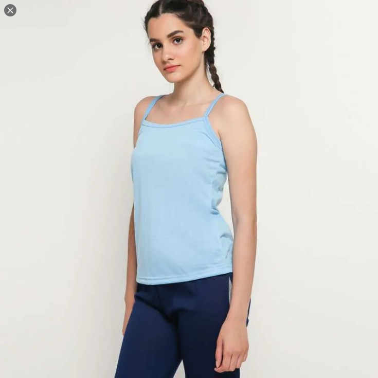 (TT XL) Tank Top Dewasa Tali Kecil UKURAN XL Daleman wanita Singlet Tengtop-BIRU XL