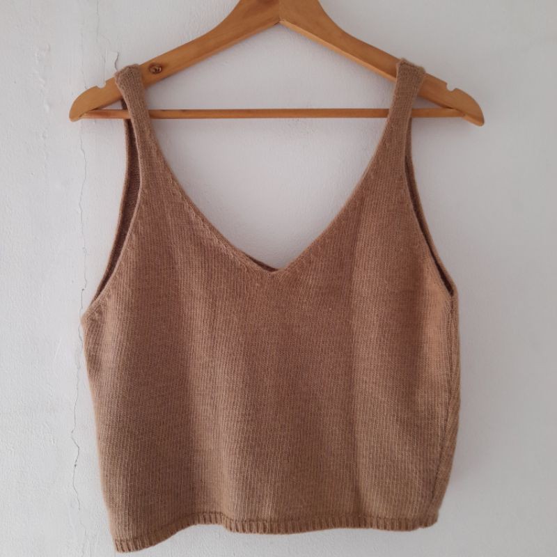 [Preloved] MYMYT Monocode Cream Beige Knit Tank Top
