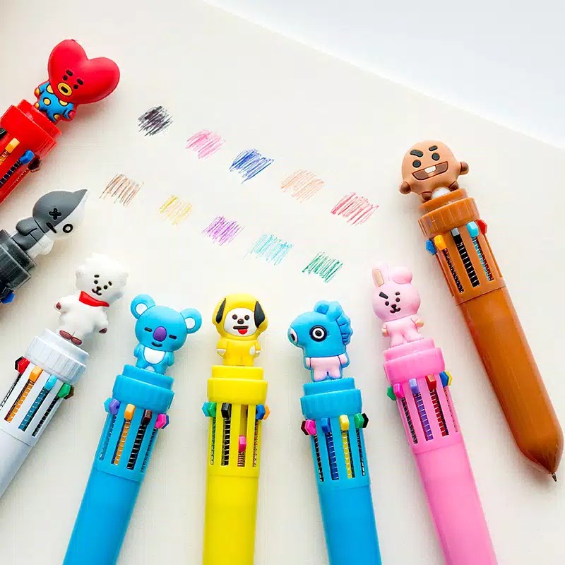 PULPEN CETEK 10 WARNA BT21 PEN BTS PENA BANGTAN ARMY READY MURAH GROSIR COD