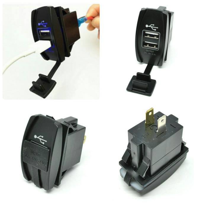 Star Charger Hp Di Motor (Dual Port) / Motorcycle Usb Charger Model Kotak Hemat