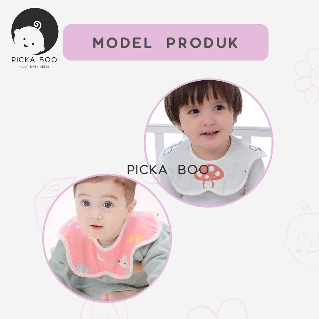 PICKA BOO Celemek Makan Bayi Kain Bentuk Bulat