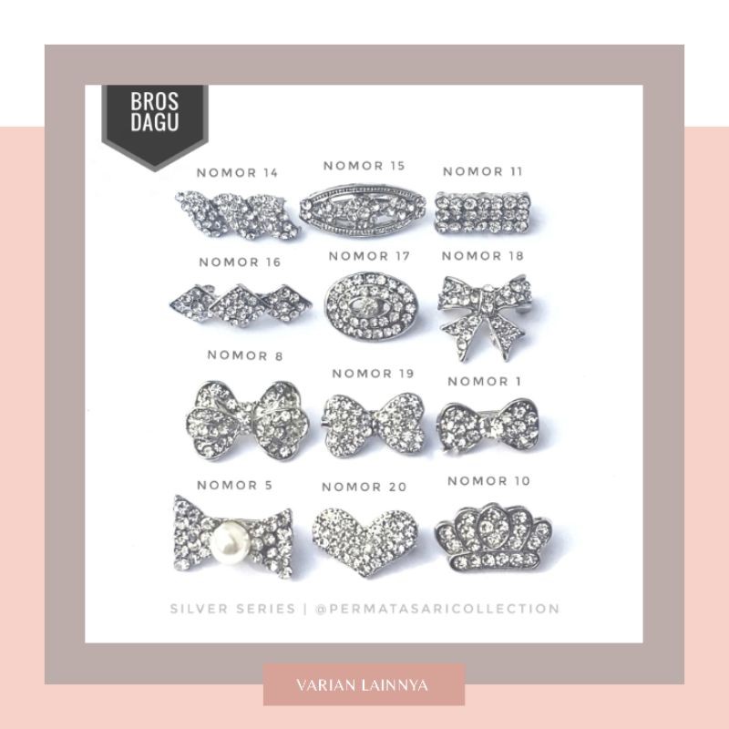 Bros Dagu Korea Kecil Aksesoris Jilbab Hijab Kerudung Wanita Muslim Muslimah Silver Small Brooch Pin Peniti Motif Bunga Pita Mutiara 4