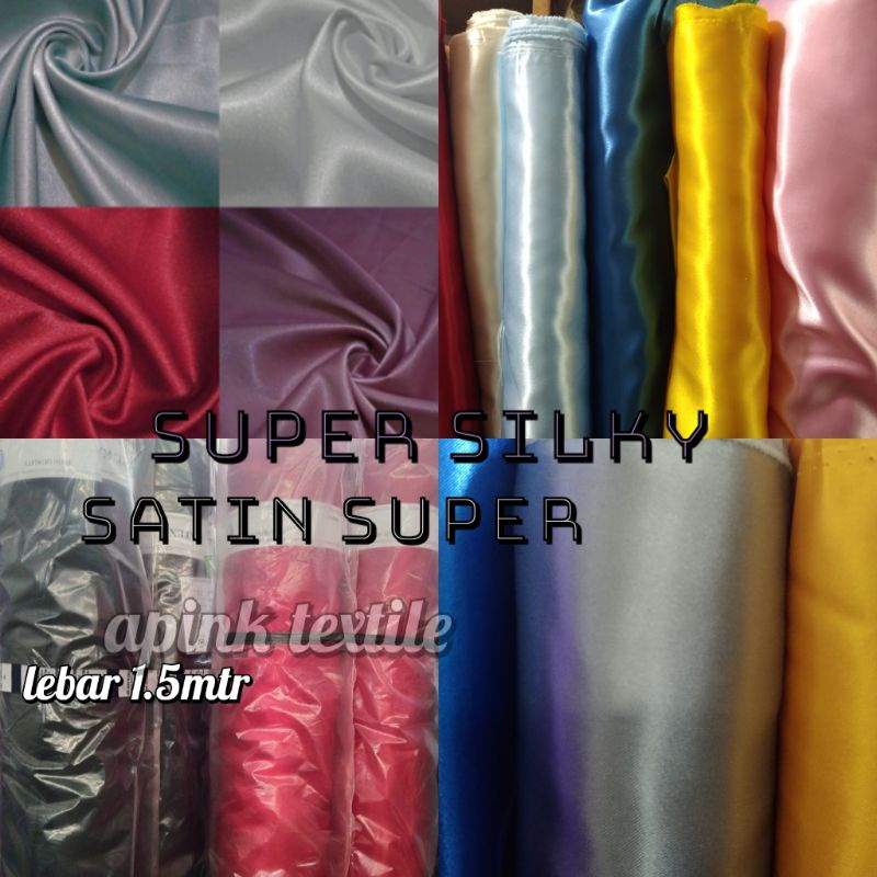 Kain saten satin Super glowing lebar 1.50 cm tebal &amp; tidak terawang bahan satin dekorasi / puring kebaya pengantin