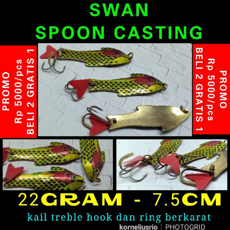 SWAN SPOON 22GRAM 7.5CM UMPAN SPOON CASTING UMPAN GABUS UMPAN AIR TAWAR UMPAN MURAH SPOON IKAN