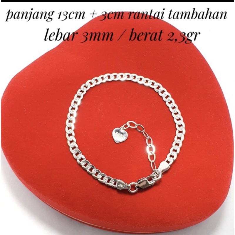 Gelang tangan anak sisik naga gelang tangan anak perak 925 lapis emas putih