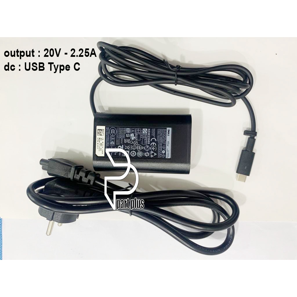 Adaptor Charger Laptop Dell XPS 13 9360 9365 9370 USB Type C 45 Watt