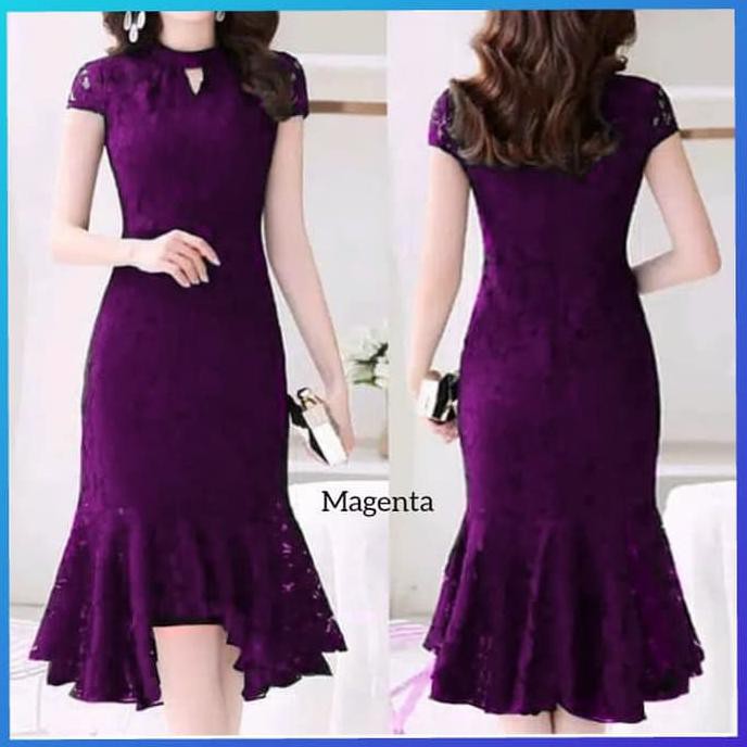 Jual Barang Berkualitas Baju Dress Pesta Wanita Brukat Gaun Perempuan Natal Brokat Magenta Barang Bagus Indonesia Shopee Indonesia