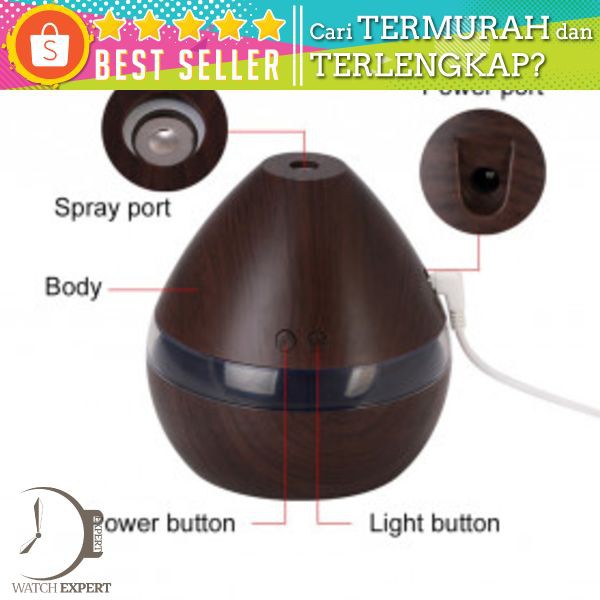 Taffware Aromatherapy Air Humidifier Wood 300ml - Humi H218 - Wooden