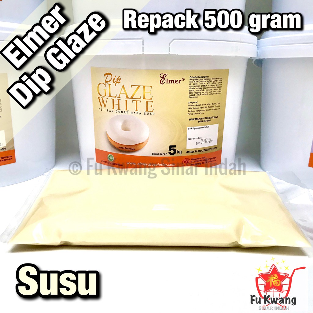 

Elmer Dip Glaze White Chocolate Susu 500 gram
