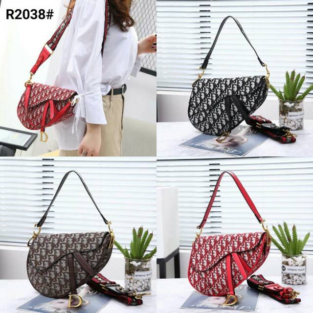 Tas Dior Ironic Kanvas Sanddle Bag 2038