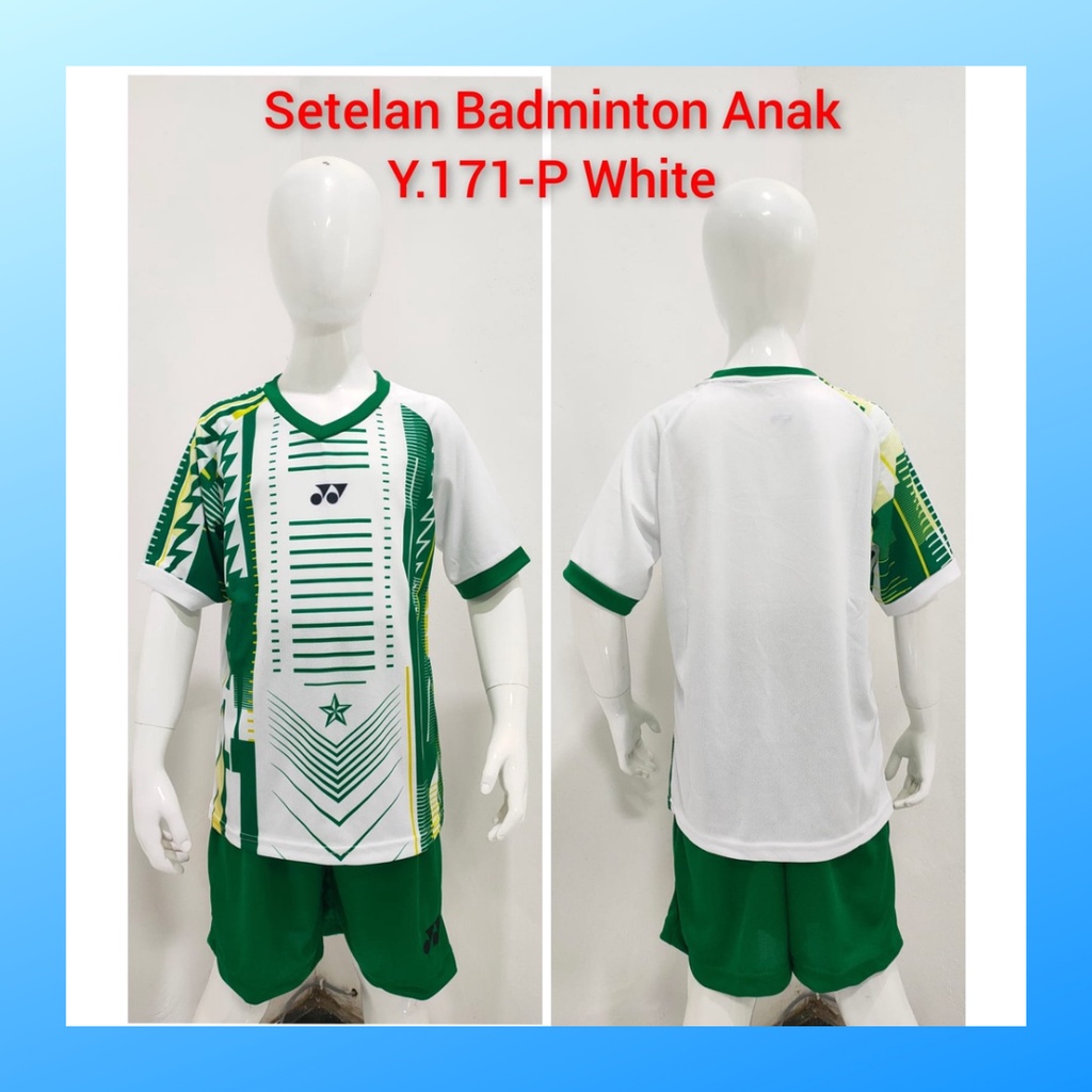 Kaos badminton anak laki-laki jersey bulutangkis baju celana setelan jersy perempuan stelan t-shirt outfit seragam kostum print olahraga casual suit pakaian jarsey oblong apparel sports jersi sudirman thomas uber cup bulu tangkis ST.Y171 putih polos