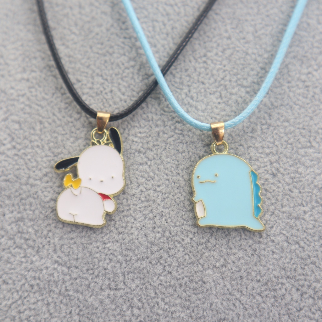 Set 2pcs Kalung Rantai Liontin Kartun Hewan Warna-Warni Untuk Hadiah Ulang Tahun Wanita