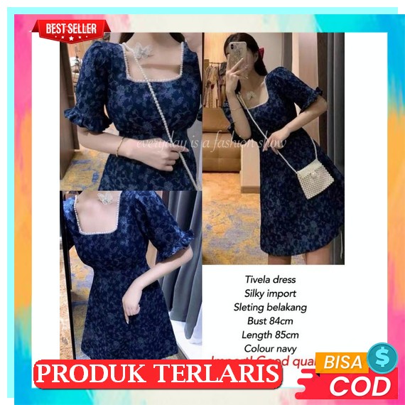 Terlariss ‼ Dress Brukat Pendek Remaja ~Dress Natal ~ Baju Natal Korea ~ Baju Natal ~ Baju Natalan G