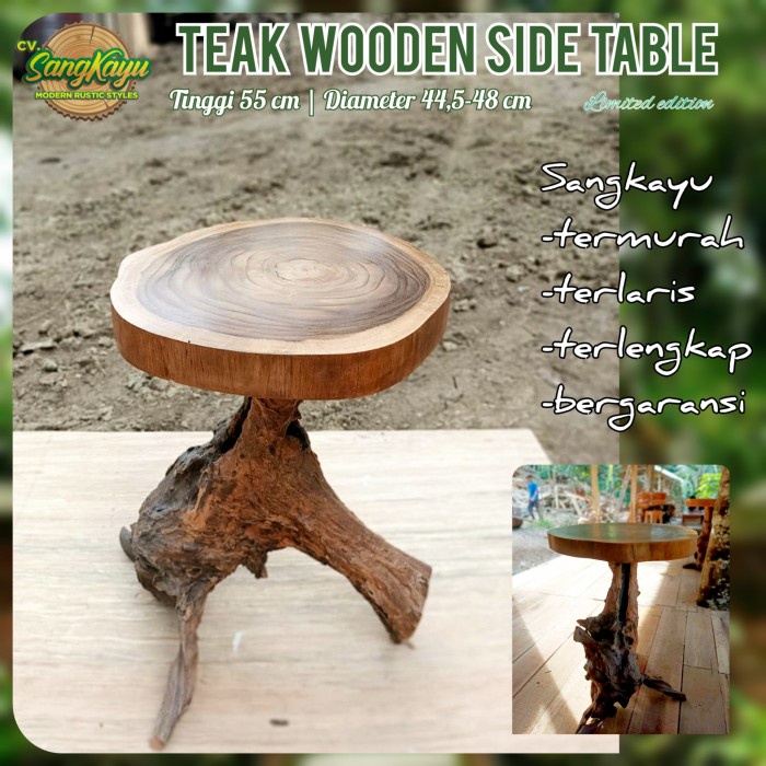 Meja kayu jati unik amazing teak wood wooden table Coffeetable side 18