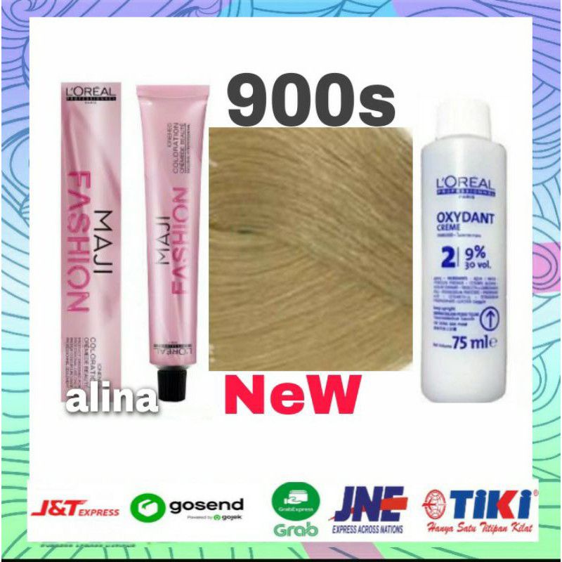 cat rambut L'oreal maji fashion 900S ultra light blonde + oxydant 75ml