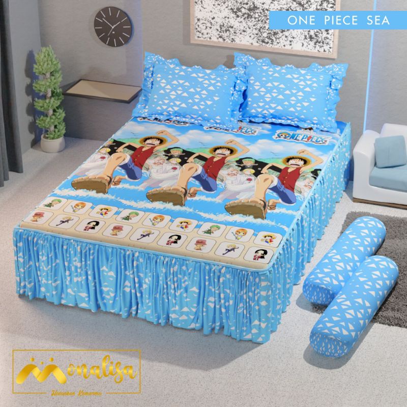 Monalisa - BISA COD ORIGINAL Sprei Rumbai Rempel 160/180 Queen King Motif One Piece Sea Anime Kartun