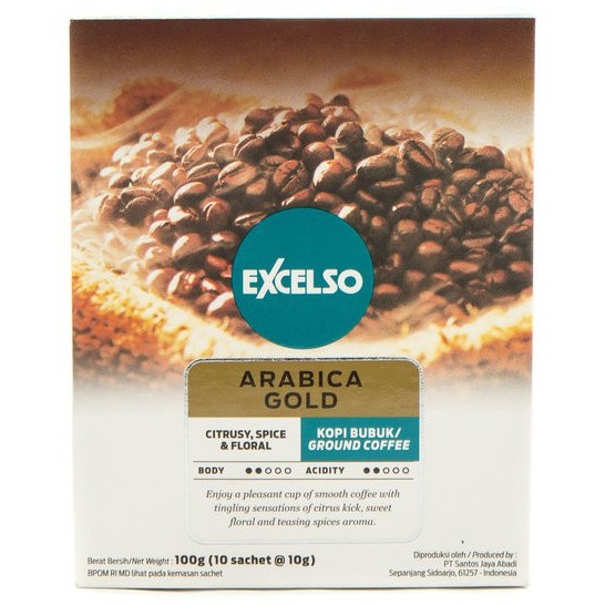 

Coffee Excelso Arabica Gold 100gr(10 sachet/10gr) BoX