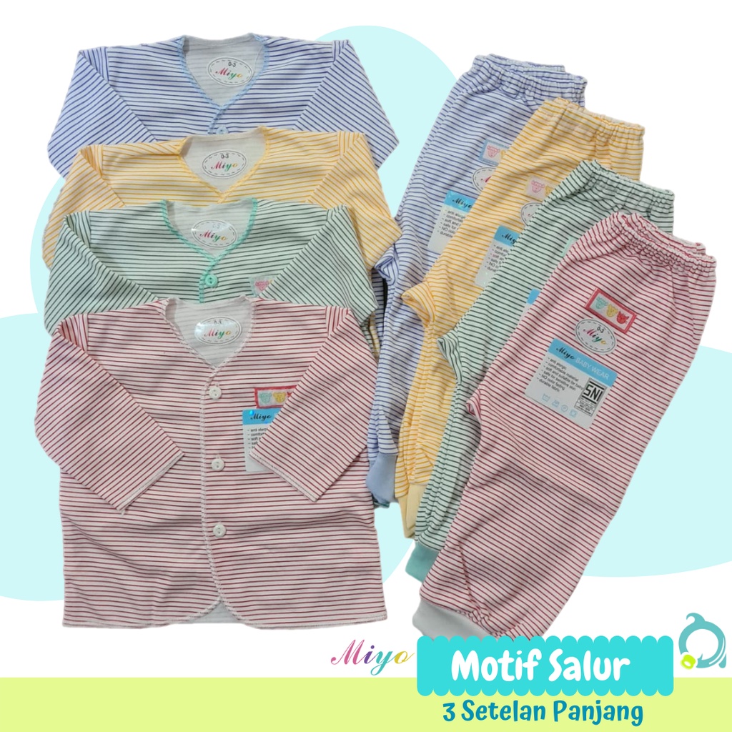 MIYO 4 Stelan Panjang Salur Size Newborn | 3-6 Bulan