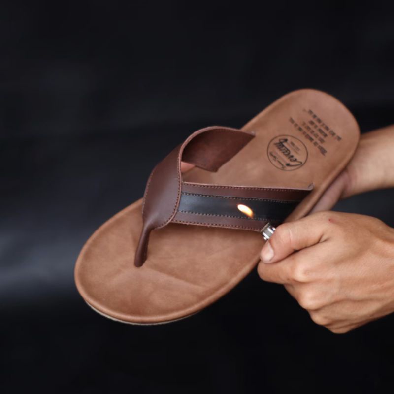 CAVIT BROWN Sandal pria kulit asli cevany original handmade sandal jepit kulit pria bisa COD