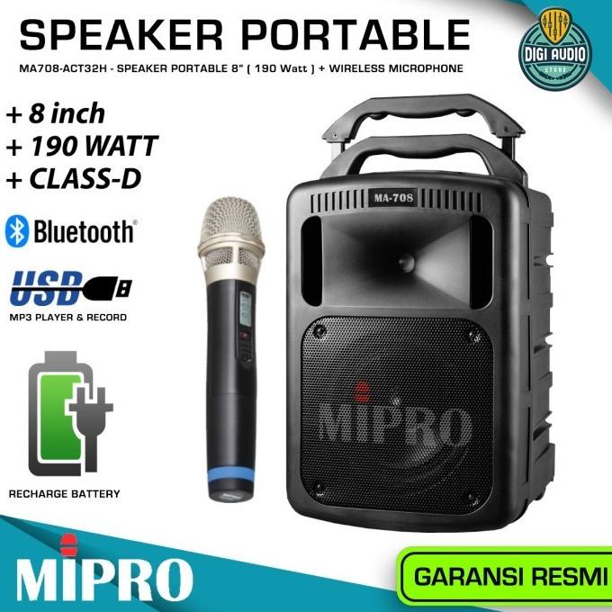 SPEAKER PORTABLE BLUETOOTH + 1 MIC WIRELESS MICROPHONE MIPRO MA-708 SDF651651E
