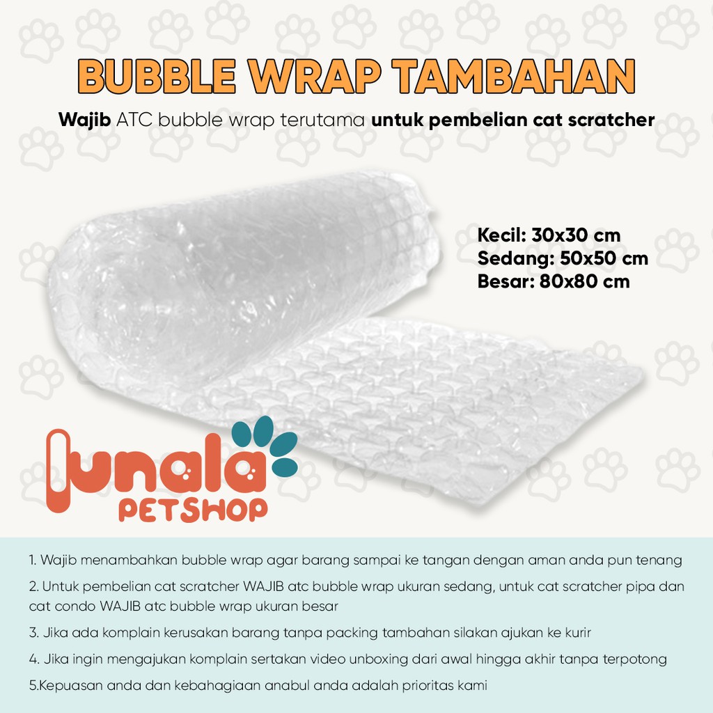

Bubble Wrap Packing Tambahan Cat Scratcher Buble Wrap BubbleWrap BubleWrap