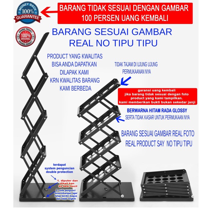 

READY rak brosur lipat 4 susun hitam TERBARU