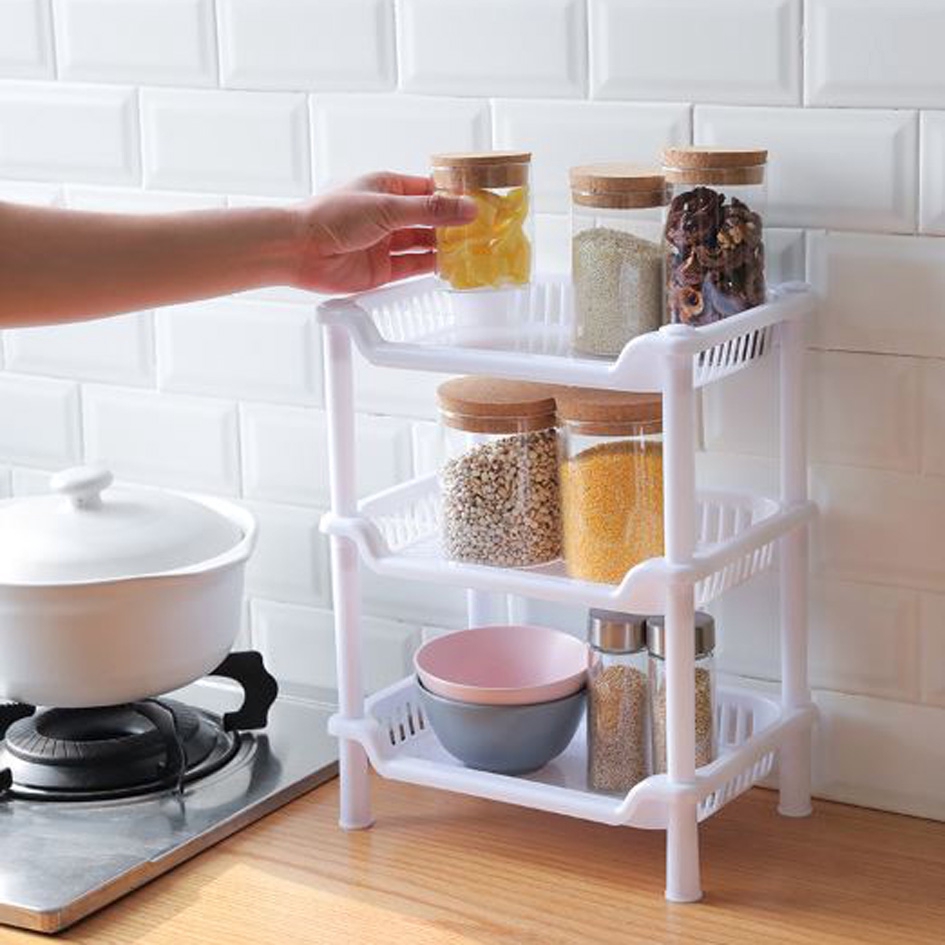 rak plastik serbaguna three layer kitchen bathromm shelf hsa045 (2j4))